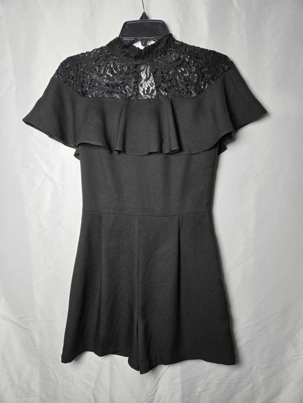 Miss Selfridge Black Lace Yoke Ruffle Romper
